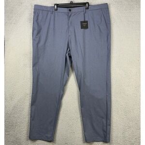 01.Algo Mens Chino Golf Pants 44 Blue Performance Tech Moisture Wicking Logo NEW